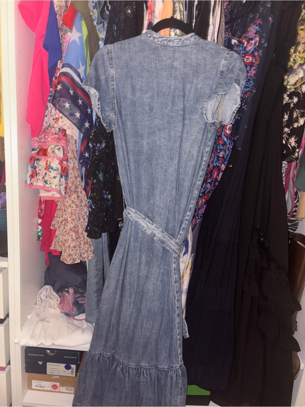 Rails Kahlo Faded Indigo TENCEL Denim Belted Midi Dress Size XS - Picture 3 of 4